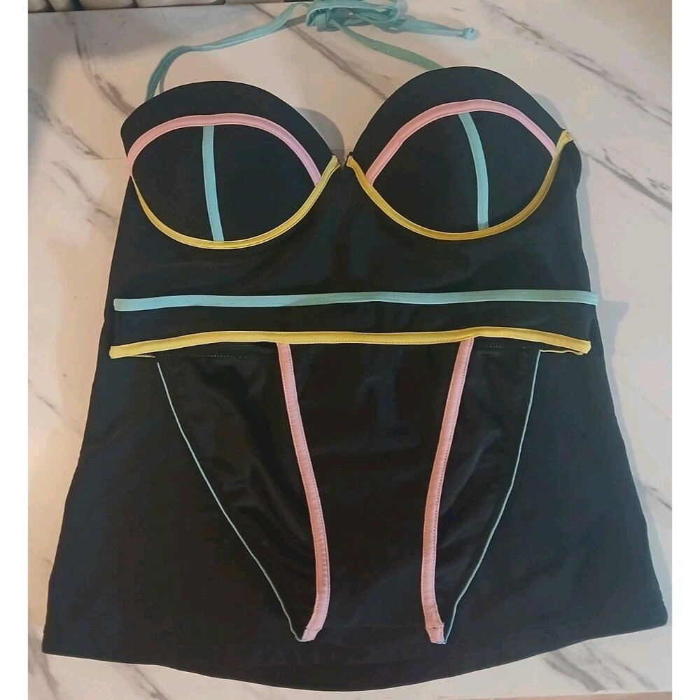 Bobbie Brooks Women's Two Piece Bikini Set Stripes Multicolor L